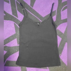 Streetwear Society Black Lace Trim Tank Top